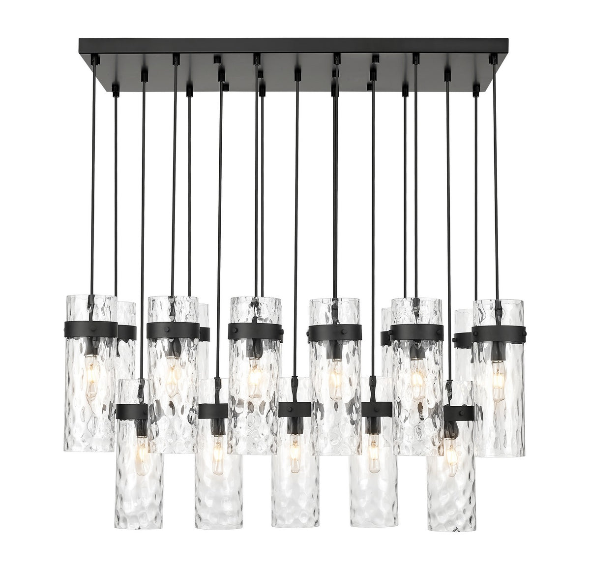 Suspension linéaire multiple Fontaine Noir mat, nombre ampoules 17 – vue 3