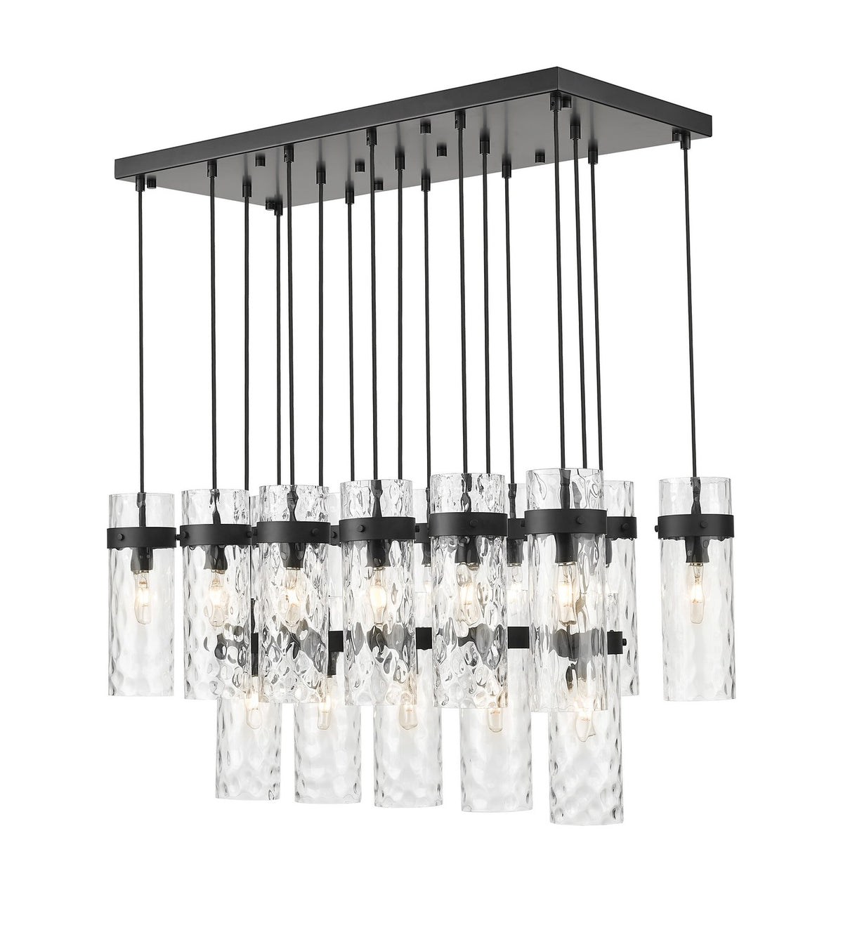 Suspension linéaire multiple Fontaine Noir mat, nombre ampoules 17 – Z-Lite