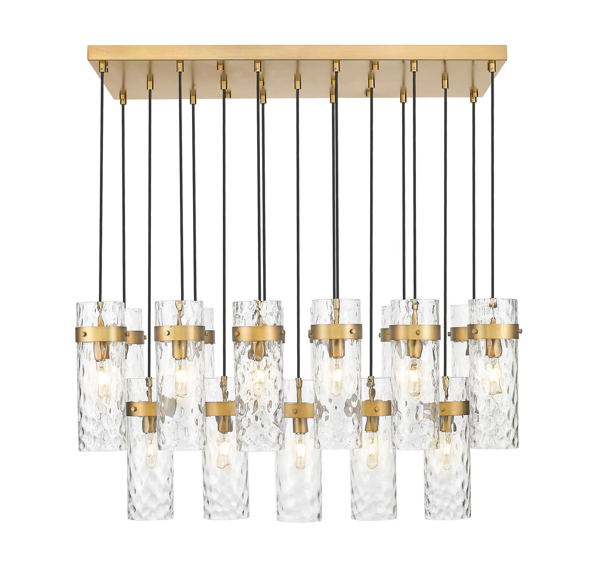 Suspension linéaire multiple Fontaine Laiton frotté, nombre ampoules 17 – vue 3