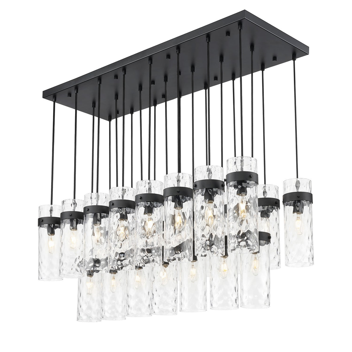 Suspension linéaire multiple Fontaine Noir mat, nombre ampoules 23 – vue 2