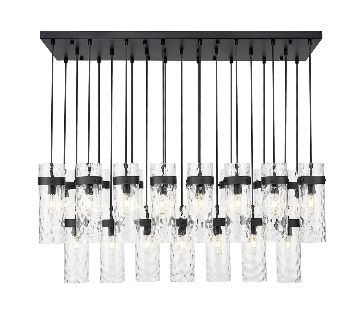 Suspension linéaire multiple Fontaine Noir mat, nombre ampoules 23 – vue 3