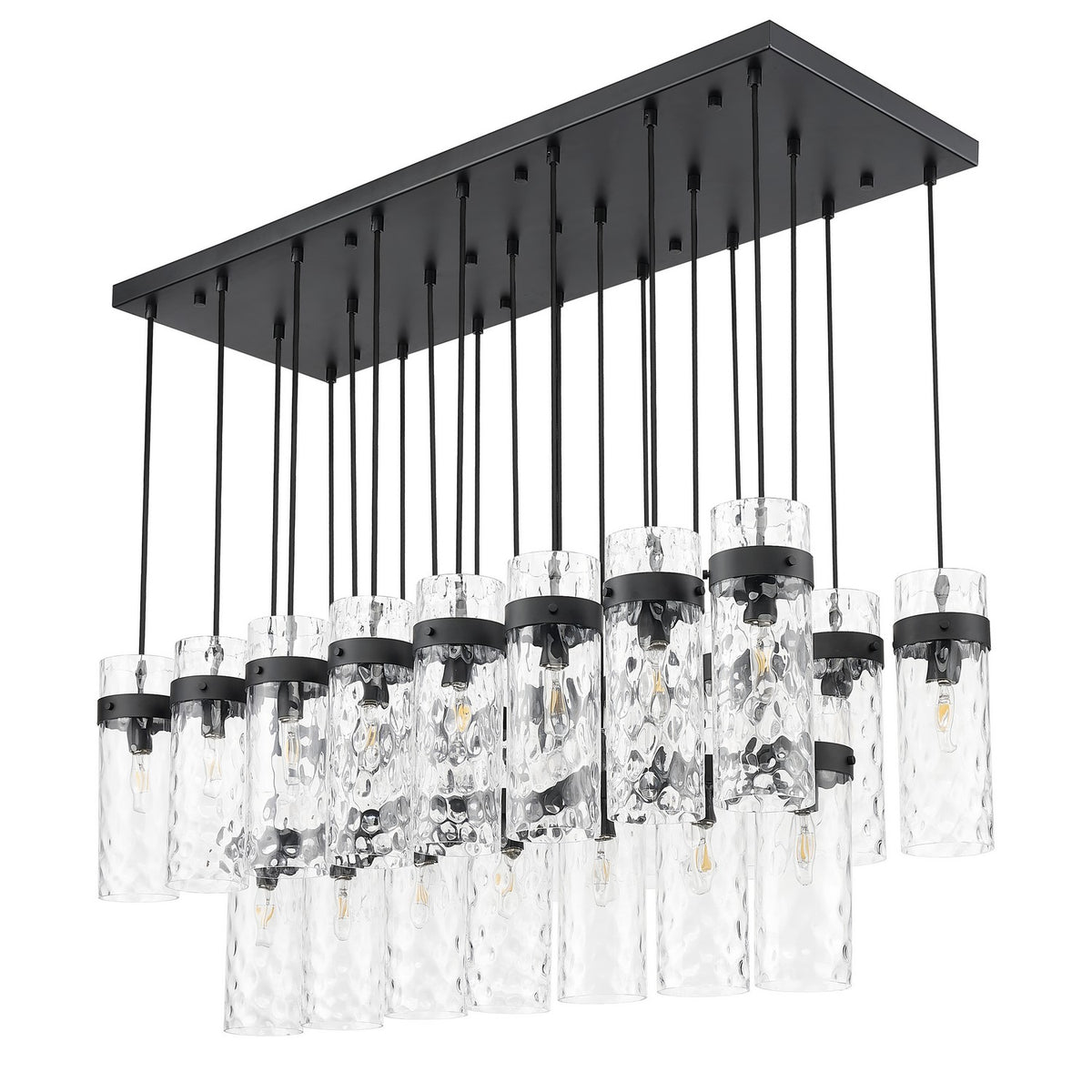 Suspension linéaire multiple Fontaine Noir mat, nombre ampoules 23 – vue 4