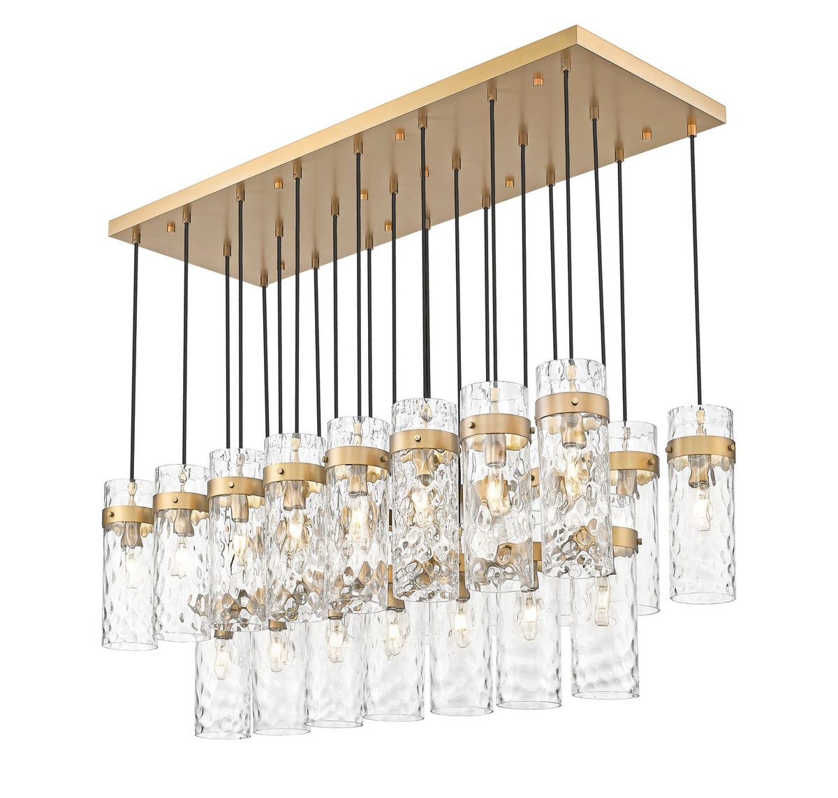 Suspension linéaire multiple Fontaine Laiton frotté, nombre ampoules 23 – vue 2