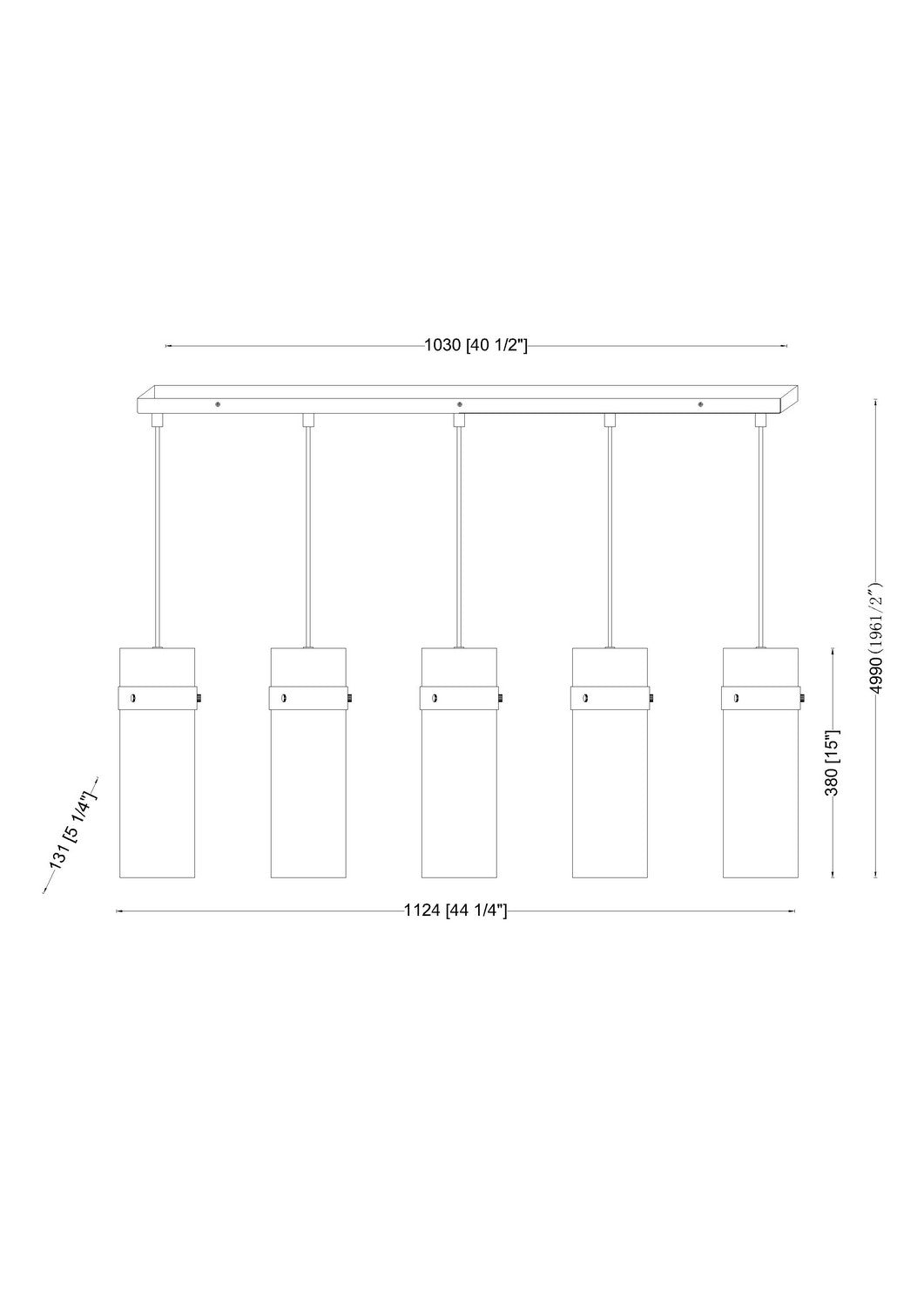 Suspension linéaire multiple Fontaine Nickel brossé, nombre ampoules 5 – vue 6