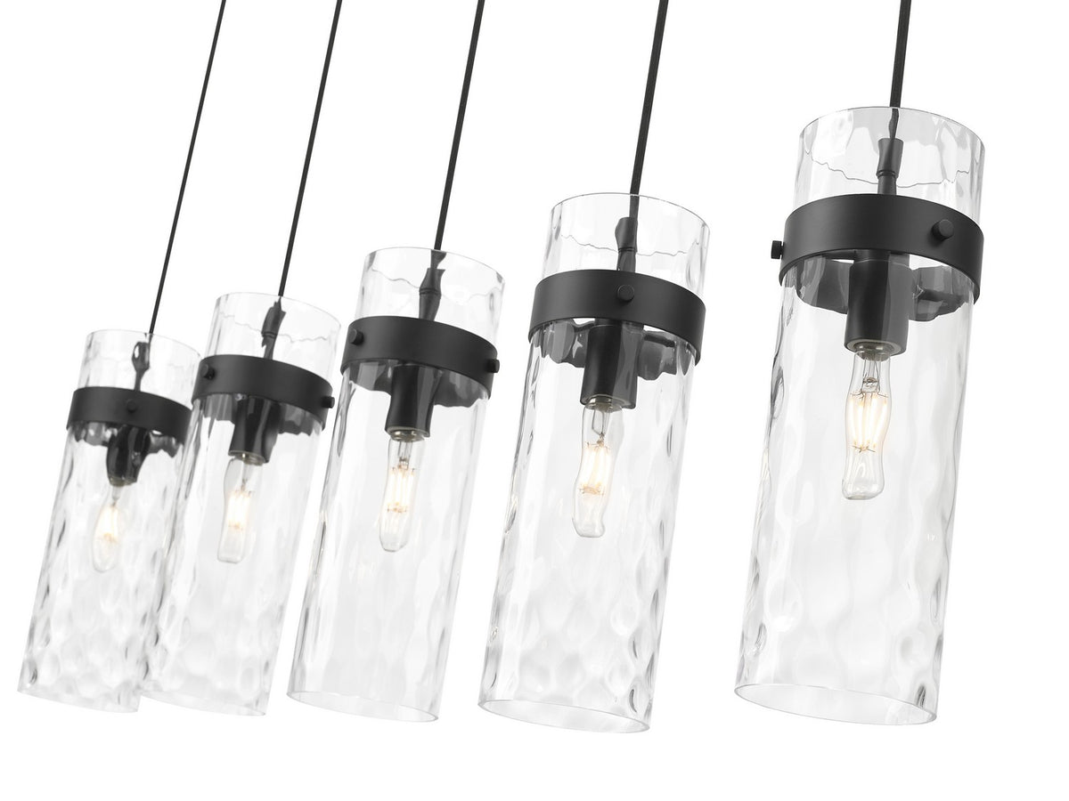 Suspension linéaire multiple Fontaine Noir mat, nombre ampoules 5 – vue 5