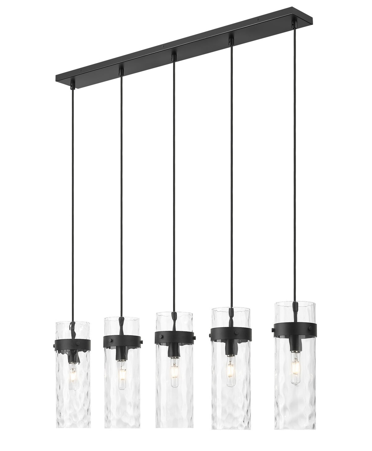 Suspension linéaire multiple Fontaine Noir mat, nombre ampoules 5 – Z-Lite