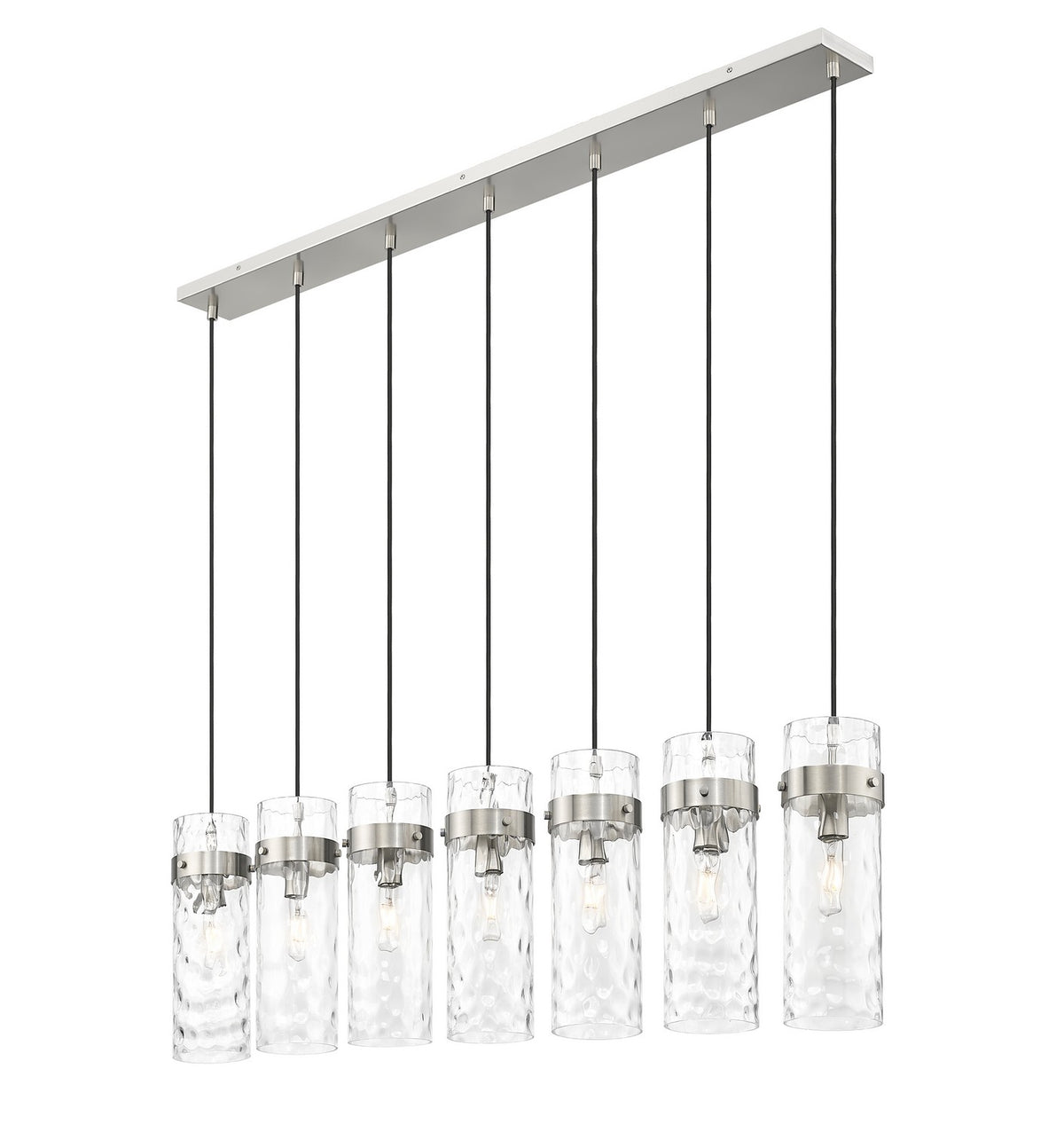 Suspension linéaire multiple Fontaine Nickel brossé, nombre ampoules 7 – vue 2