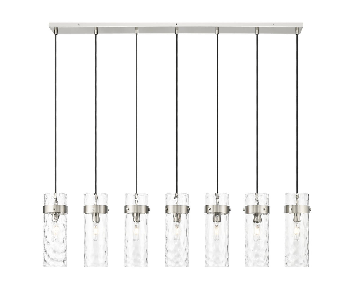 Suspension linéaire multiple Fontaine Nickel brossé, nombre ampoules 7 – vue 3