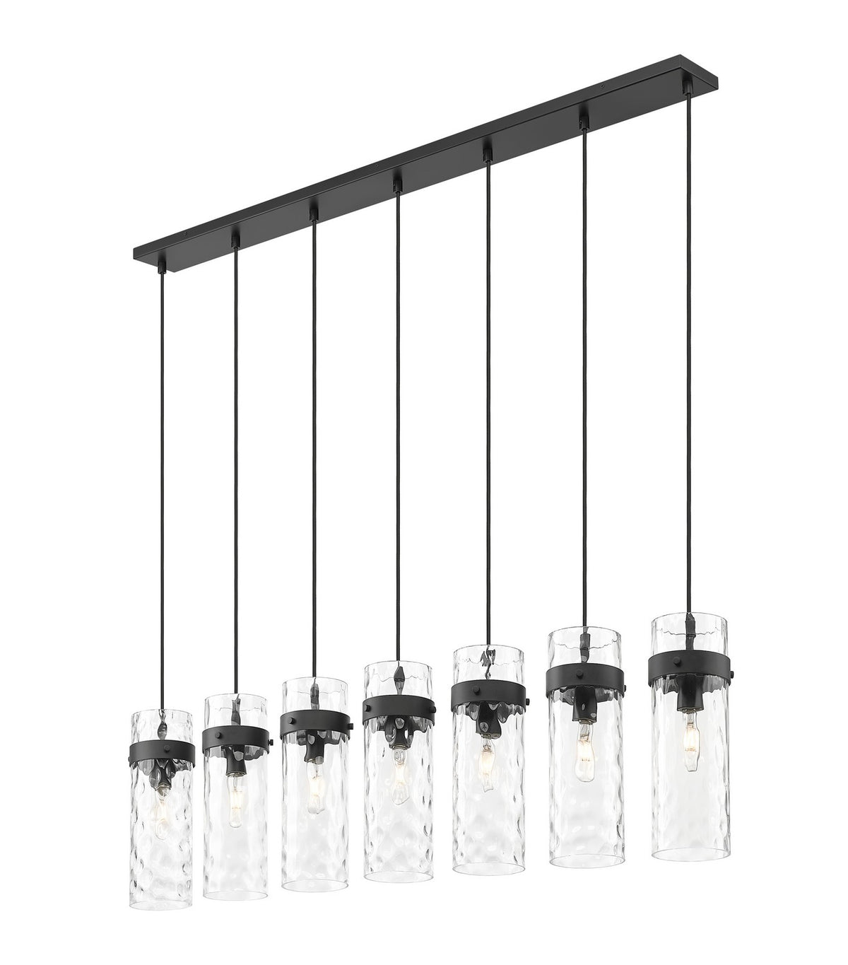 Suspension linéaire multiple Fontaine Noir mat, nombre ampoules 7 – vue 2
