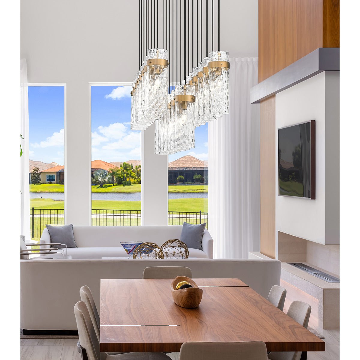 Chandelier linéaire Fontaine - Laiton frotté 54 1/2" 20 1/4" by Z - Lite | Luminaires & cie