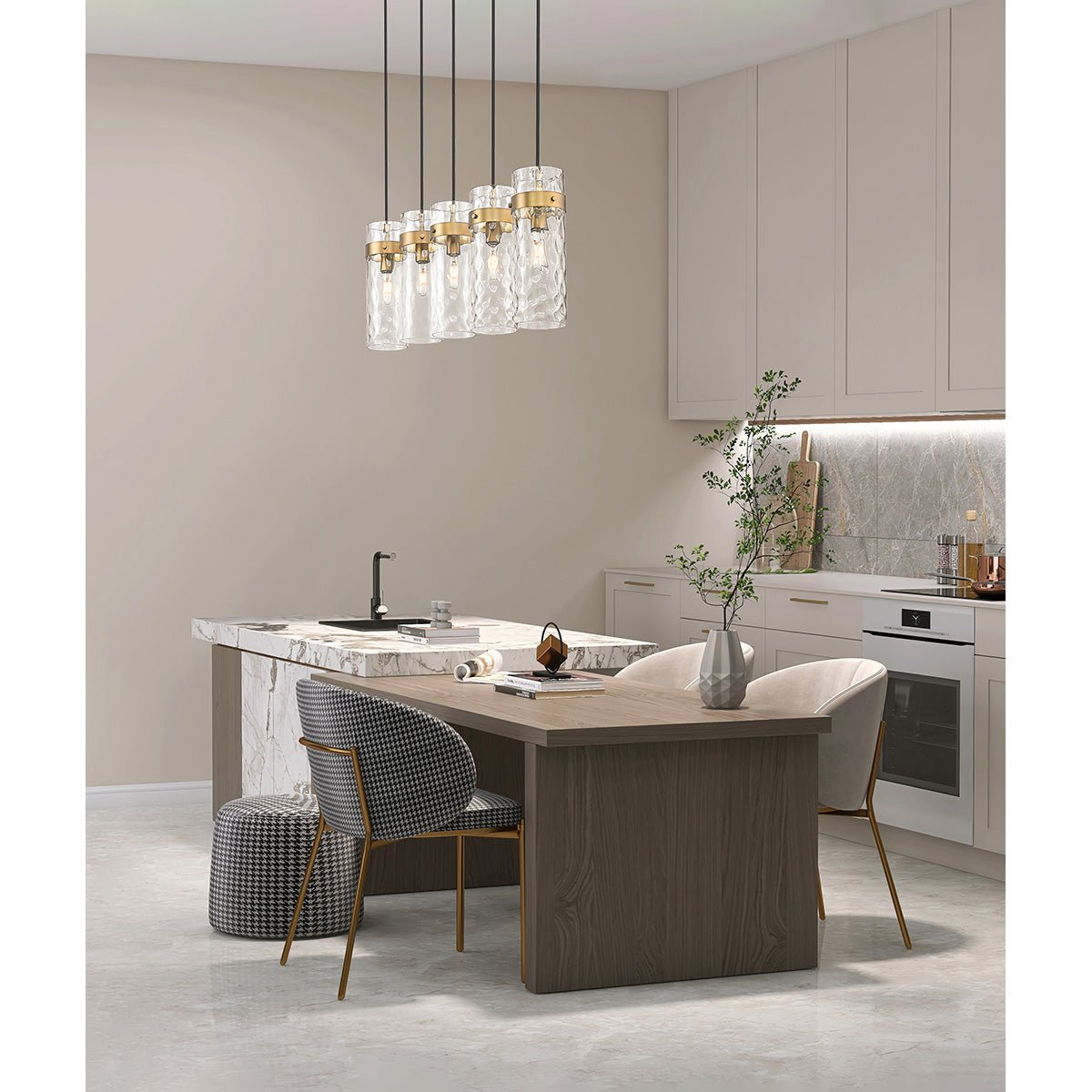Chandelier linéaire Fontaine - Laiton frotté 44 1/4" 5 1/4" by Z - Lite | Luminaires & cie