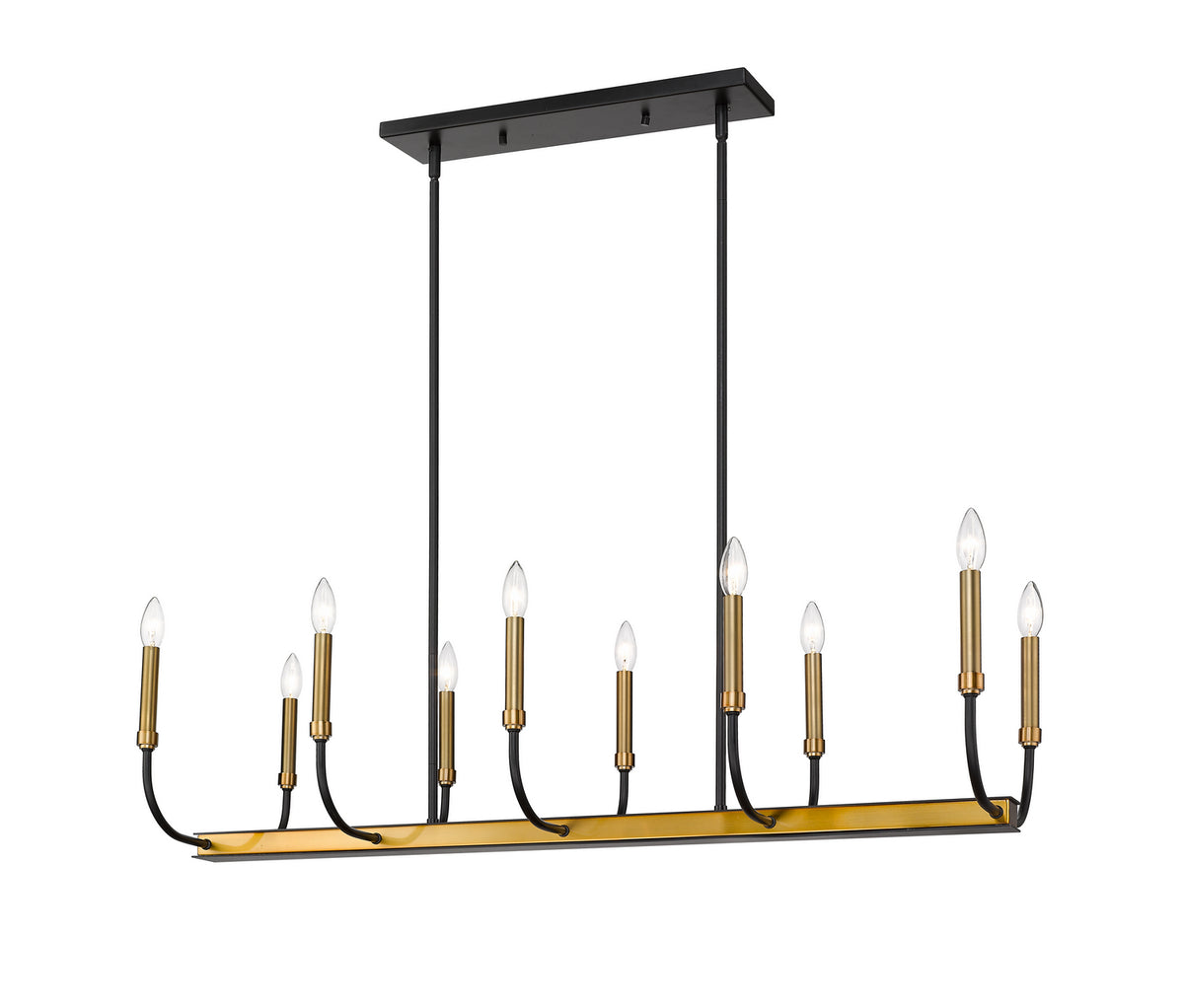 Suspension linéaire Haylie Noir mat + Laiton vieilli, nombre ampoules 10 – Z-Lite
