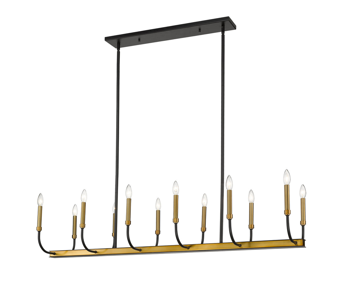 Suspension linéaire Haylie Noir mat + Laiton vieilli, nombre ampoules 12 – Z-Lite