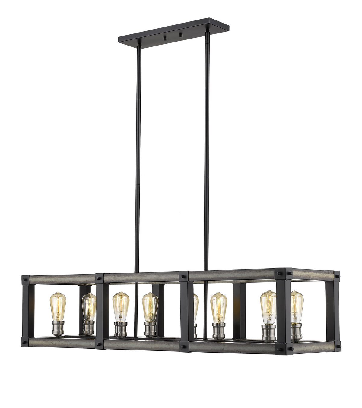 Suspension linéaire Kirkland Bardeau gris cendré, nombre ampoules 8 – Z-Lite