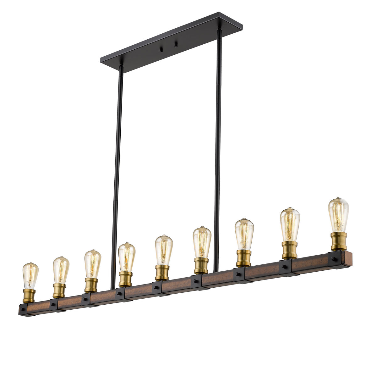 Suspension linéaire Kirkland Acajou rustique, nombre ampoules 9 – vue 2