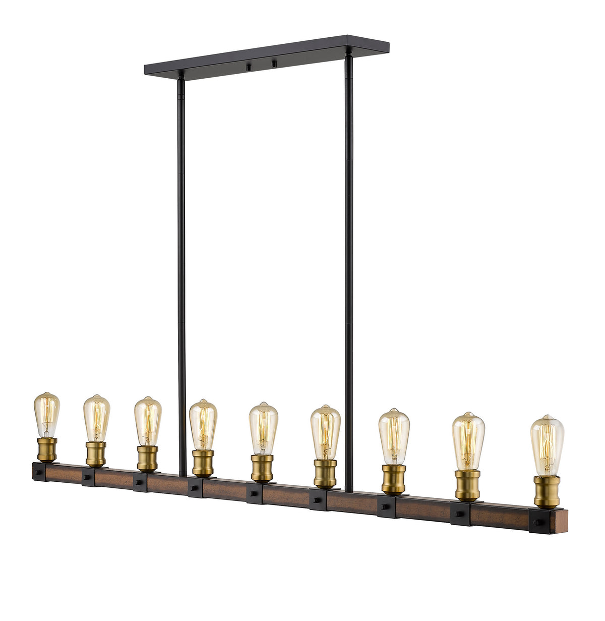 Suspension linéaire Kirkland Acajou rustique, nombre ampoules 9 – vue 3