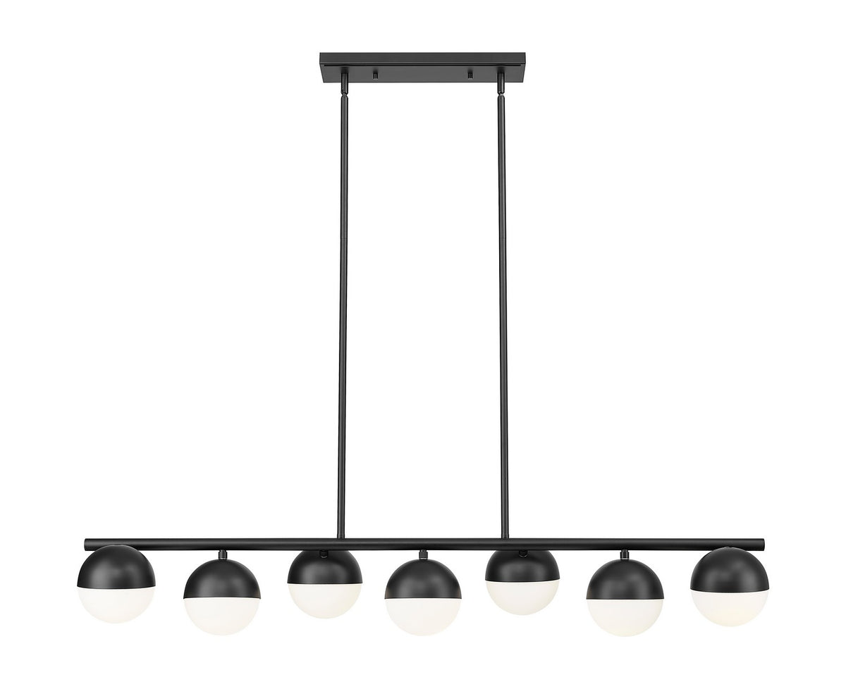 Suspension linéaire Realm Sphere Noir mat, nombre ampoules 7 – vue 2