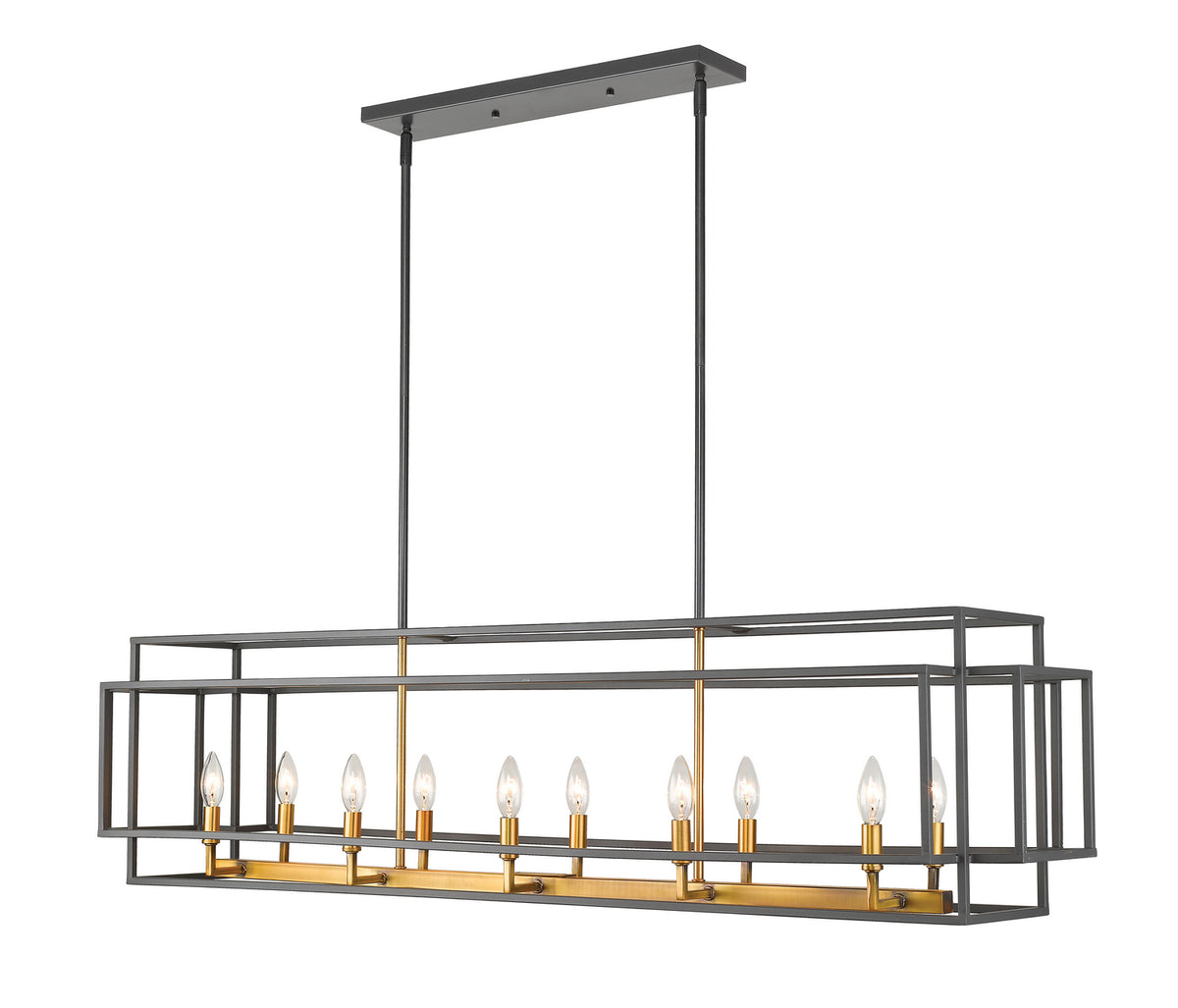 Suspension linéaire Titania Bronze + Laiton vieilli, nombre ampoules 10 – Z-Lite