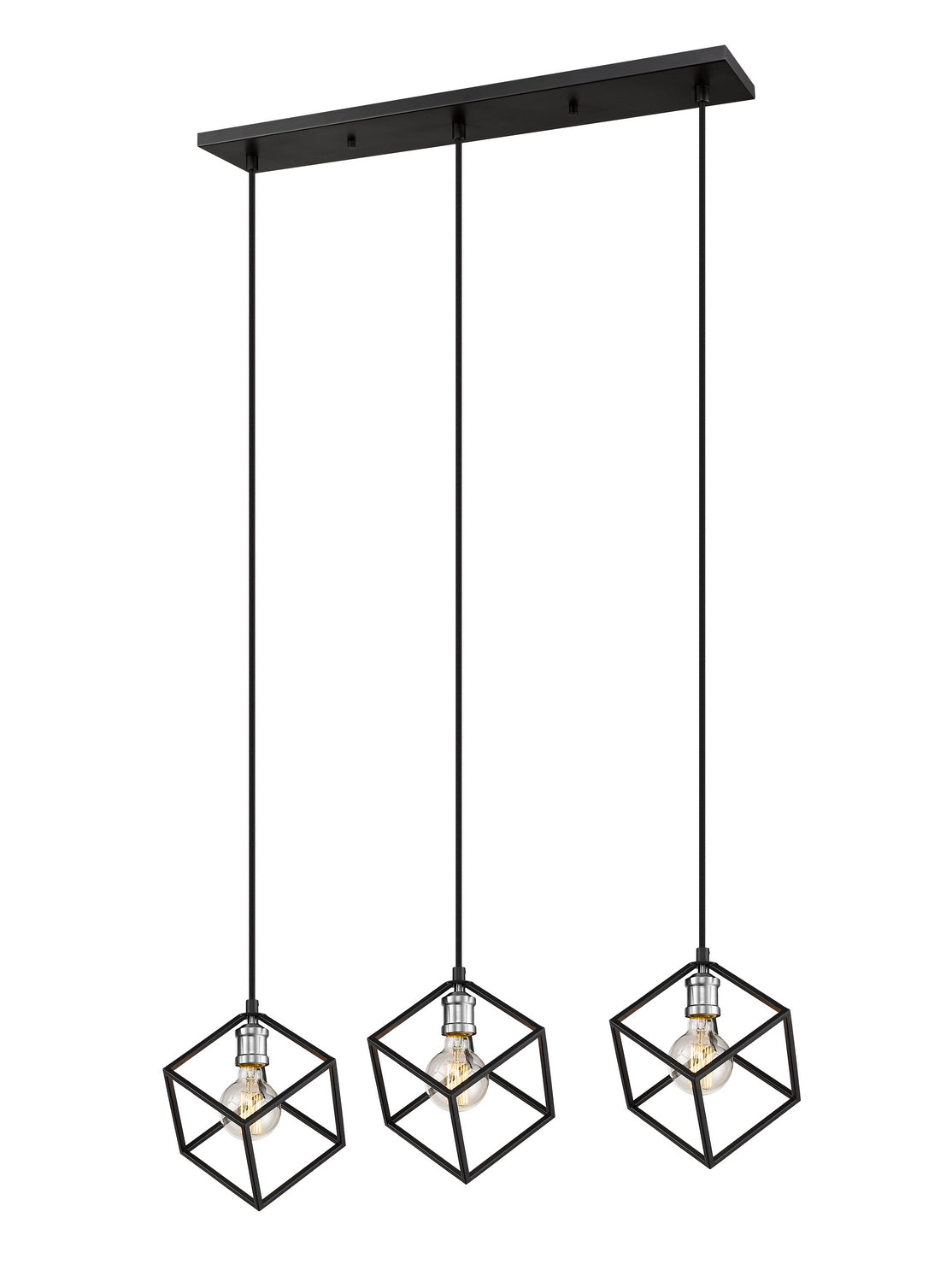 Suspension linéaire Vertical Noir mat + Nickel brossé, nombre ampoules 3 – Z-Lite