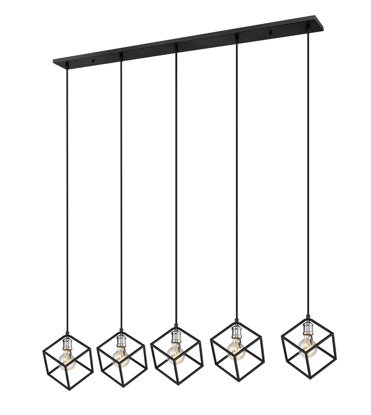 Suspension linéaire Vertical Noir mat + Nickel brossé, nombre ampoules 5 – Z-Lite