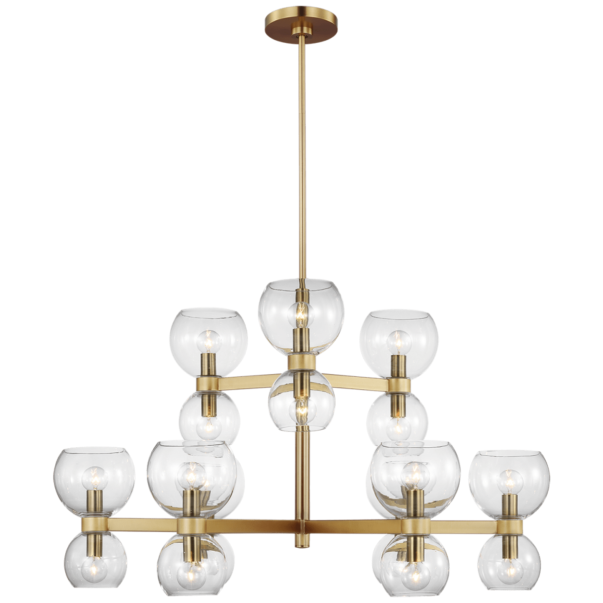 Chandelier Londyn - Laiton brûlé avec du verre transparent 36 1/2" 18 by Visual Comfort Studio | Luminaires & cie