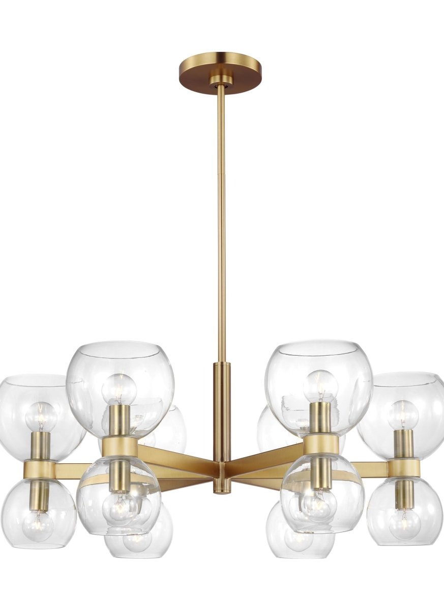 Chandelier Londyn - Laiton brûlé avec du verre transparent 28" 6 by Visual Comfort Studio | Luminaires & cie