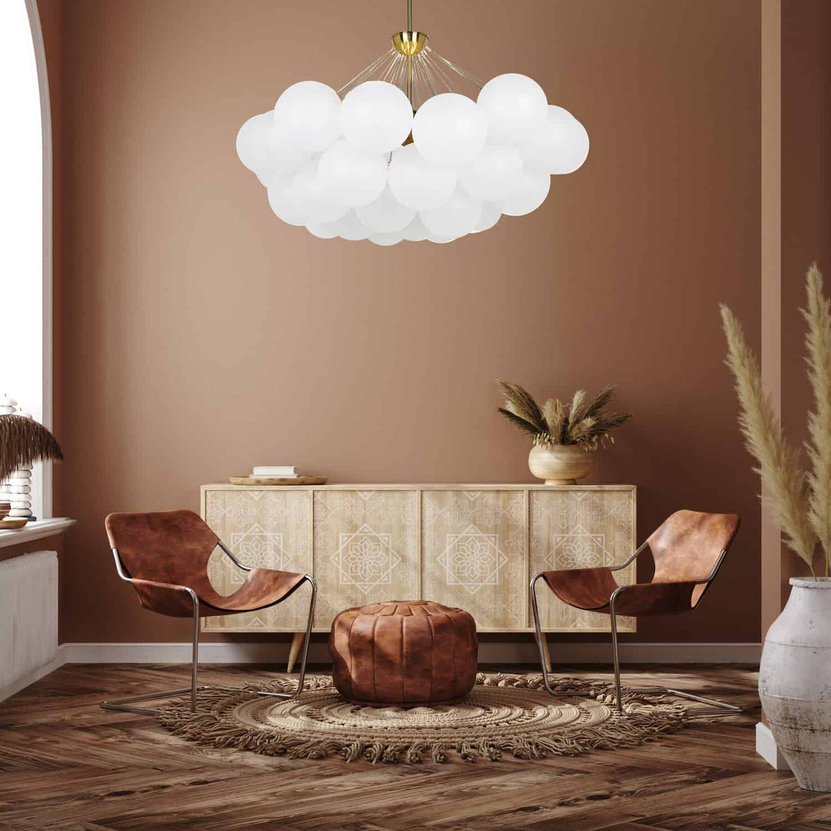 Lustre Miles 36 1/4", Blanc / Laiton vieilli – vue 2
