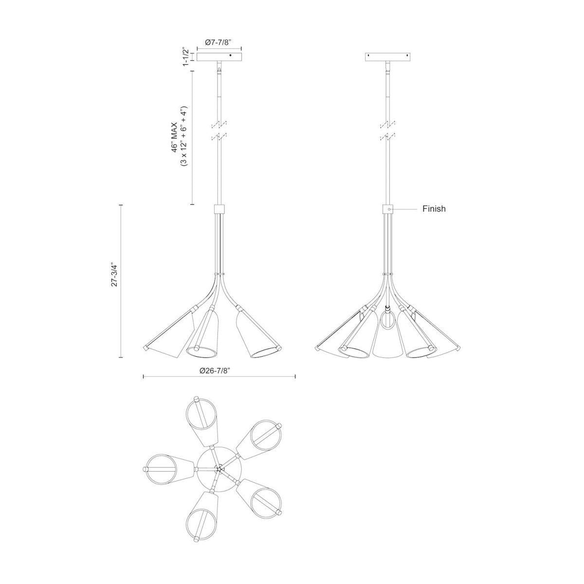 Chandelier Mulberry - Guide en or / lumière brossé 26 7/8" by Kuzco Lighting | Luminaires & cie