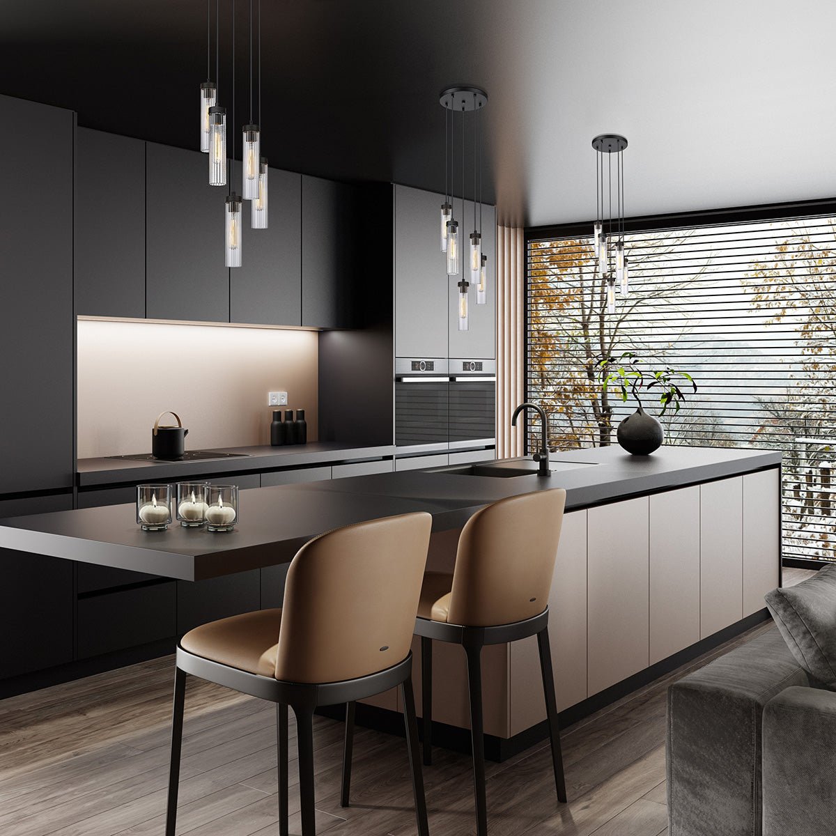 Chandelier multiple Beau - Noir mat 12" by Z - Lite | Luminaires & cie