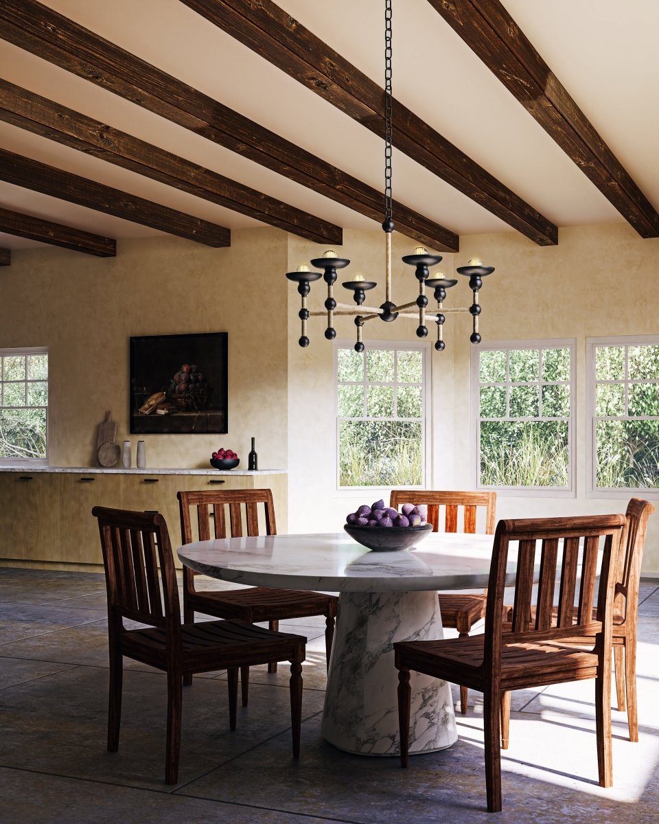 Chandelier Nadine - Noir mat / coton by Alora Lighting | Luminaires & cie