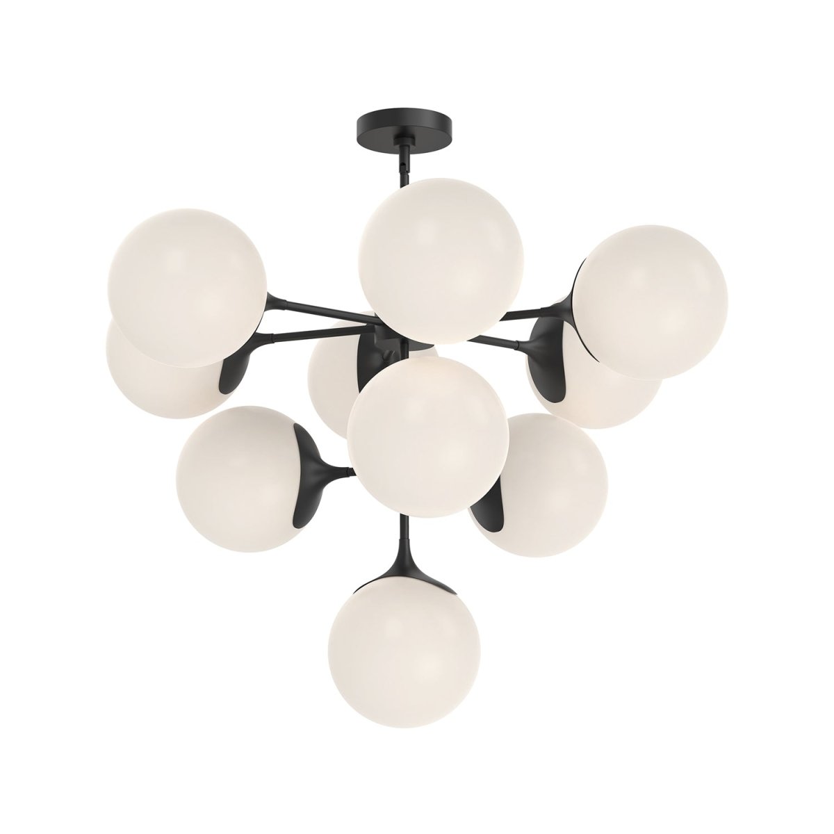 Chandelier Nouveau - Verre mate mat / opale mate 34 7/8" by Alora Lighting | Luminaires & cie