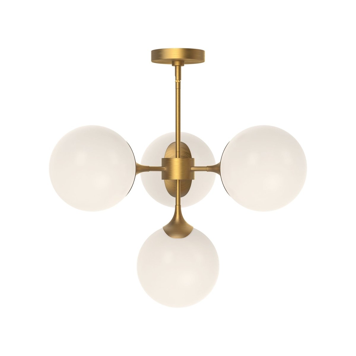 Chandelier Nouveau - Verre mate d'or / opale âgé 26" by Alora Lighting | Luminaires & cie