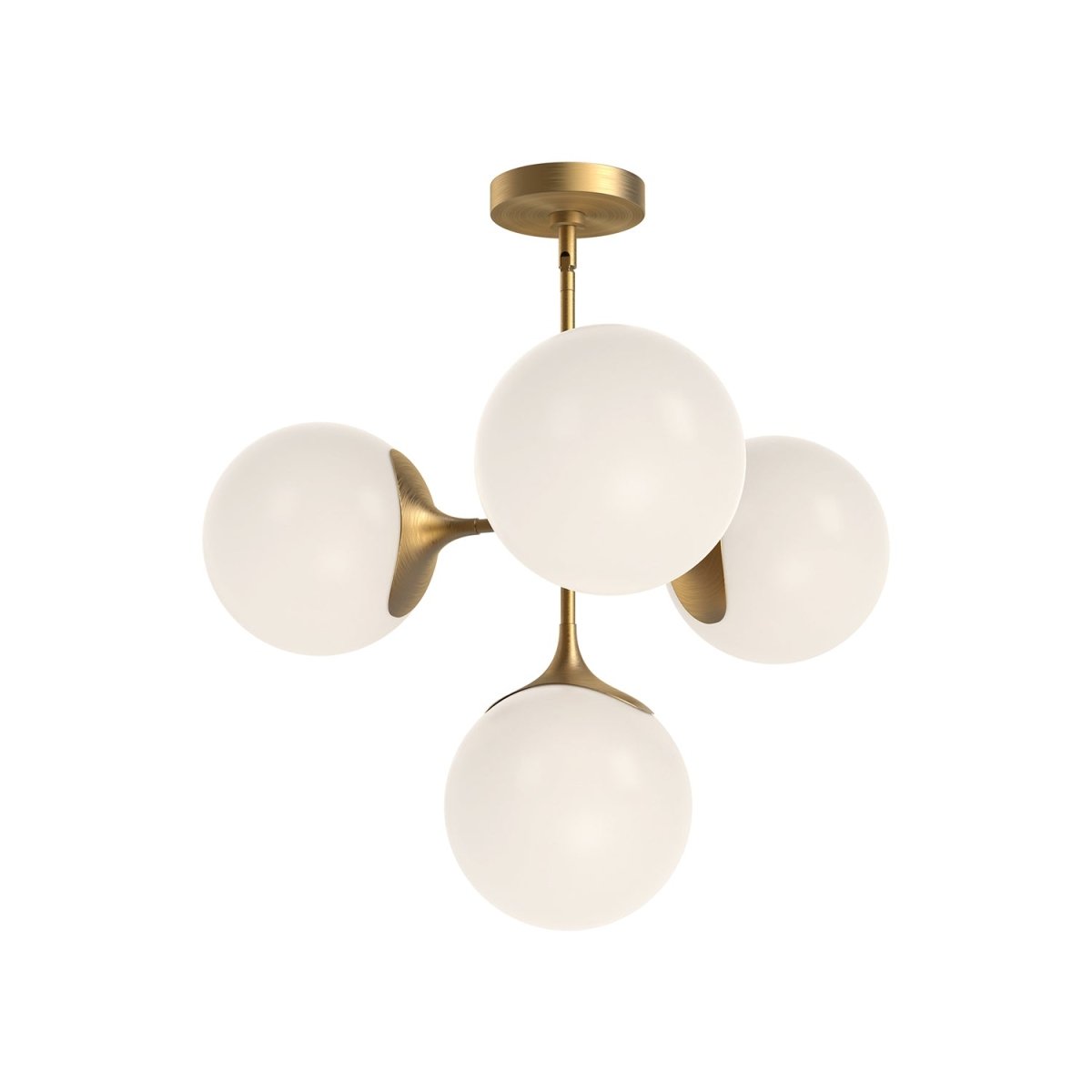 Chandelier Nouveau - Verre mate d'or / opale âgé 26" by Alora Lighting | Luminaires & cie