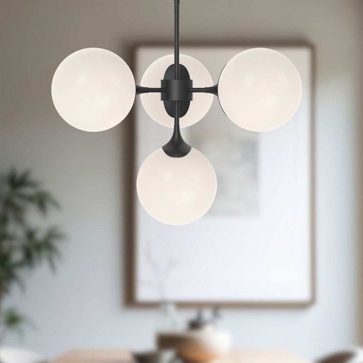 Chandelier Nouveau - Verre mate mat / opale mate 26" by Alora Lighting | Luminaires & cie