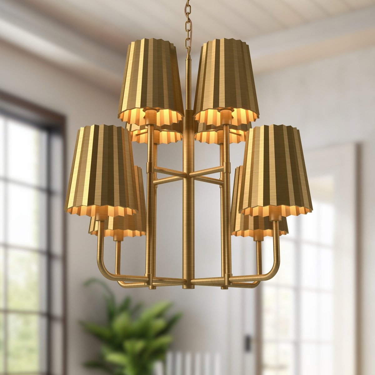 Chandelier Plisse - Or vieilli 30" by Alora Lighting | Luminaires & cie