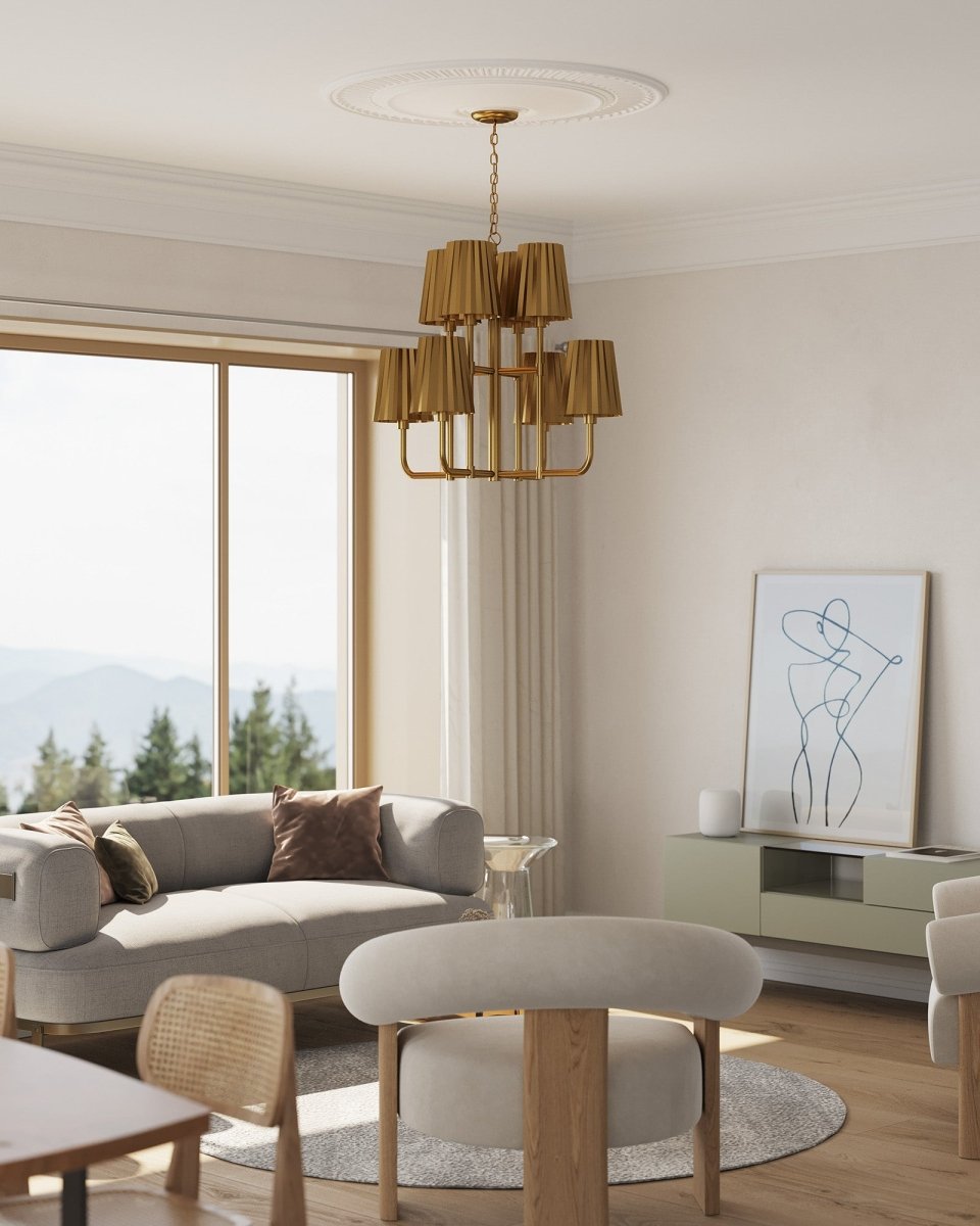 Chandelier Plisse - Or vieilli 30" by Alora Lighting | Luminaires & cie