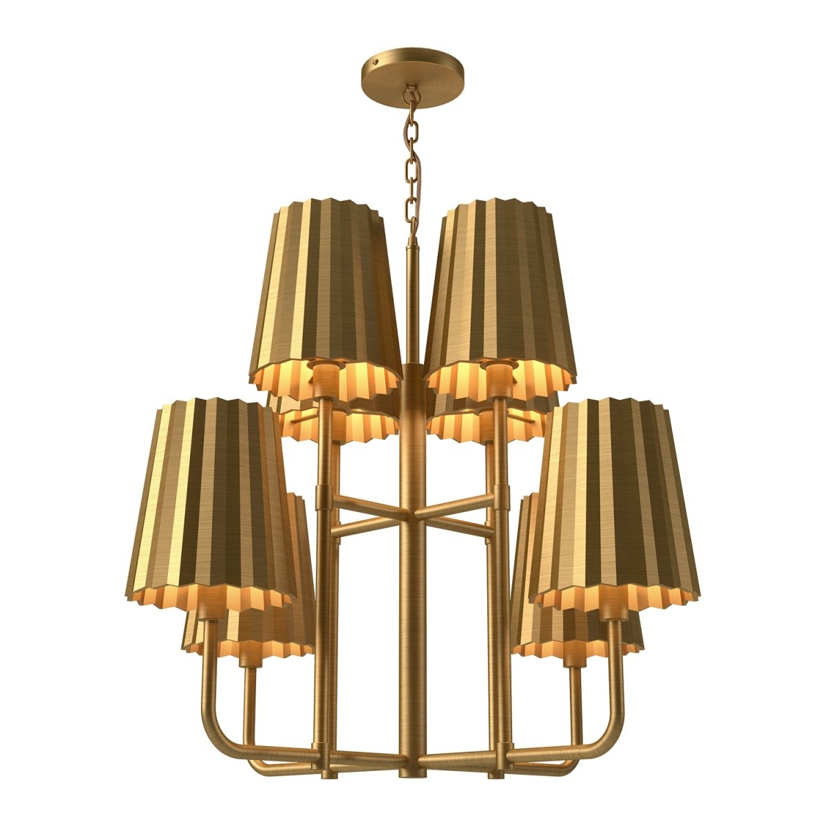Chandelier Plisse - Or vieilli 30" by Alora Lighting | Luminaires & cie