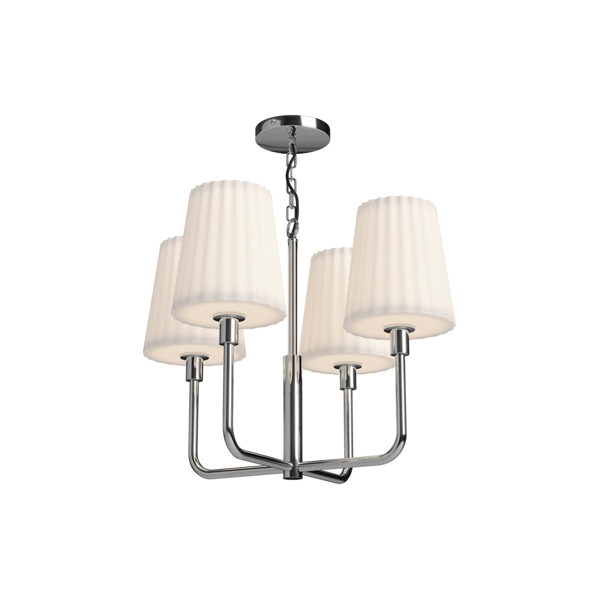 Chandelier Plisse - Verre mate chromée / opale 22 1/2" by Alora Lighting | Luminaires & cie
