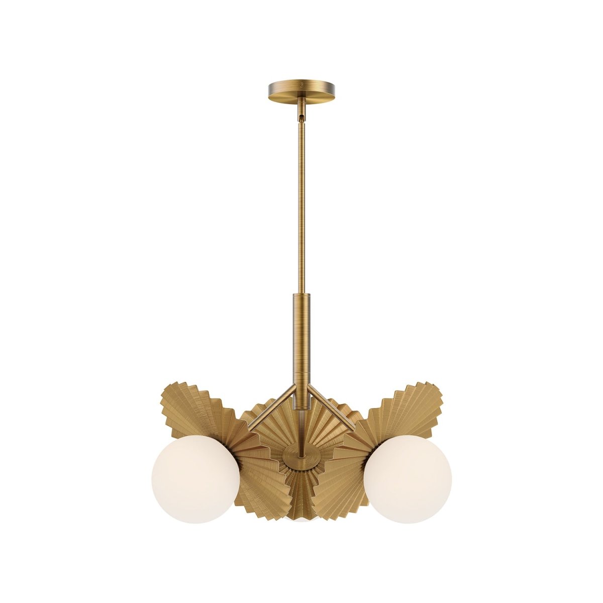 Chandelier Plume - Gold - or / Verre d'Opale 22" by Alora Lighting | Luminaires & cie