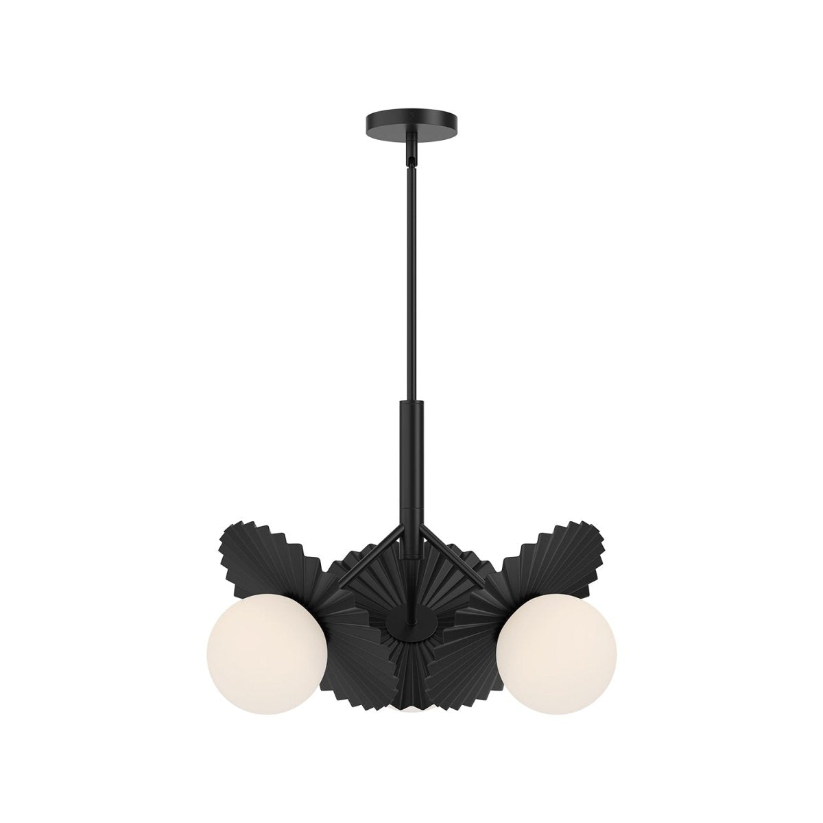 Chandelier Plume - Verre noir / opale mat 22" by Alora Lighting | Luminaires & cie