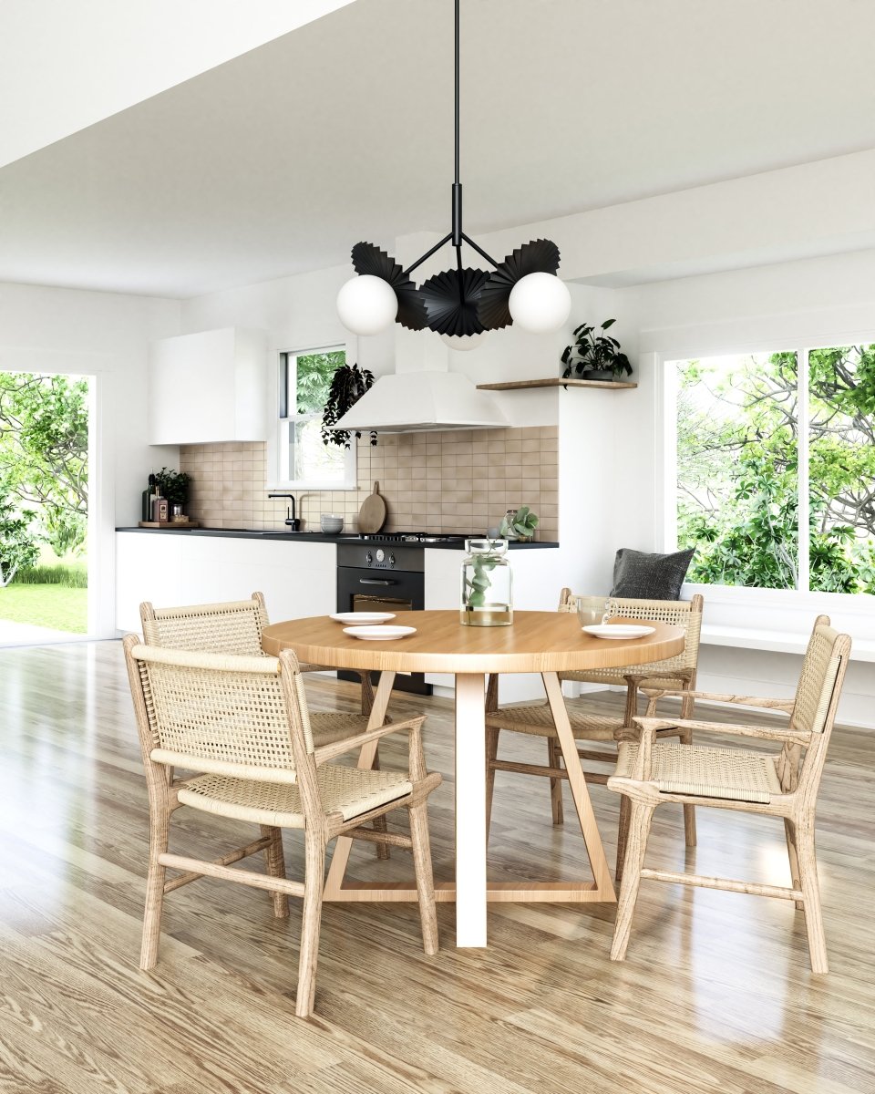 Chandelier Plume - Verre noir / opale mat 33 5/8" by Alora Lighting | Luminaires & cie