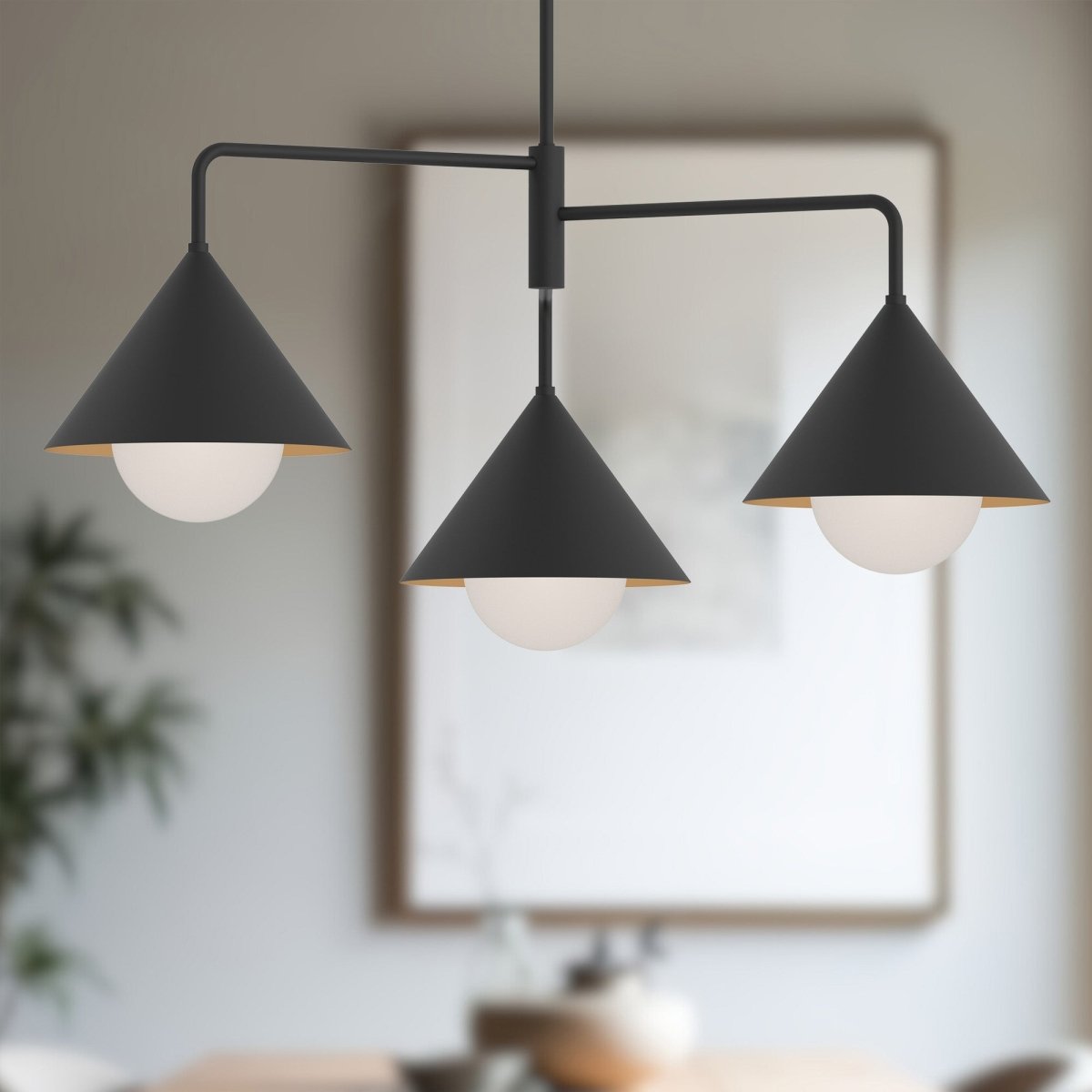 Chandelier Remy - Verre noir / opale mat by Alora Lighting | Luminaires & cie