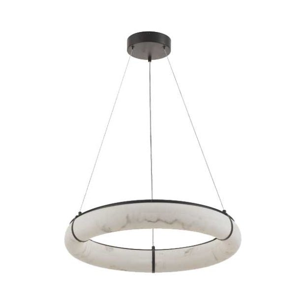 Chandelier Reuben - Noir mat et albâtre 23 3/4" by Dainolite | Luminaires & cie