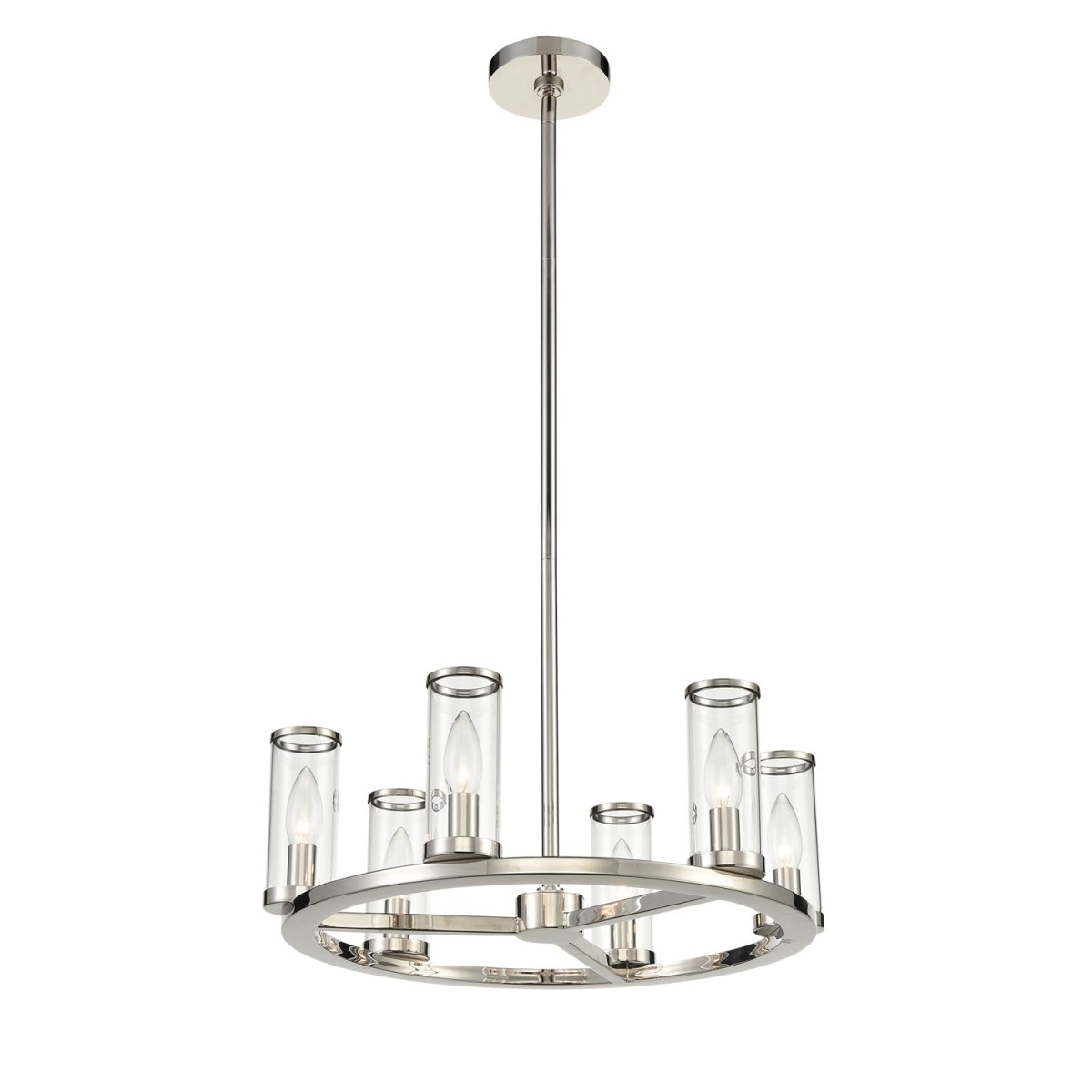 Chandelier Revolve - Verre transparent / nickel poli 18 5/8" 6 5/8" by Alora Lighting | Luminaires & cie