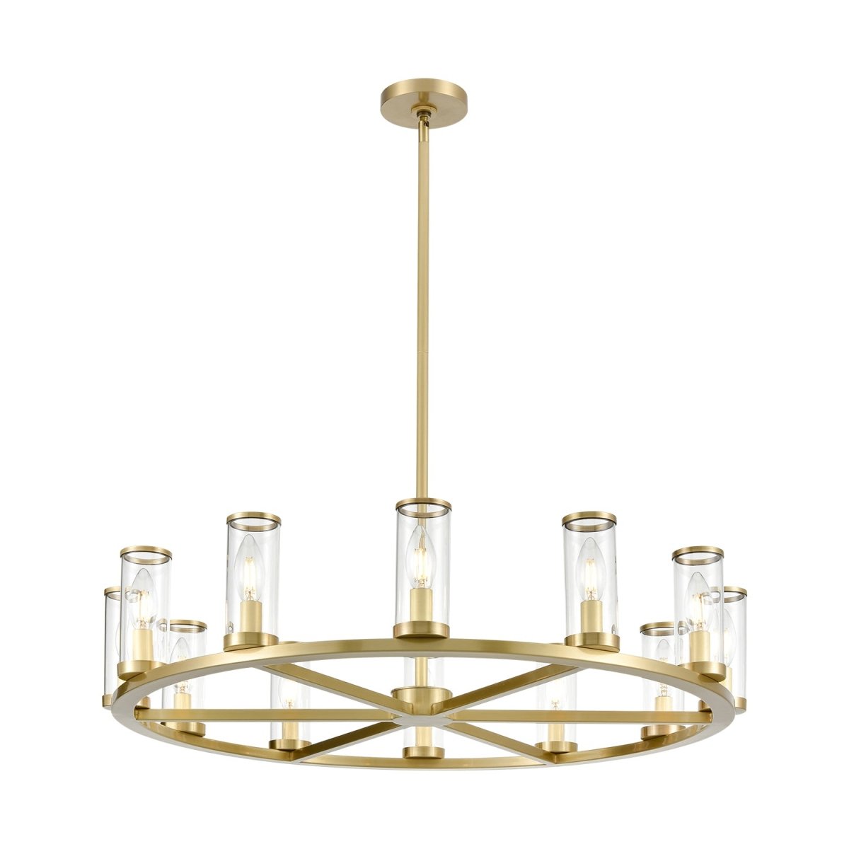 Chandelier Revolve - Verre transparent / laiton naturel 32 3/4" 6 5/8" by Alora Lighting | Luminaires & cie