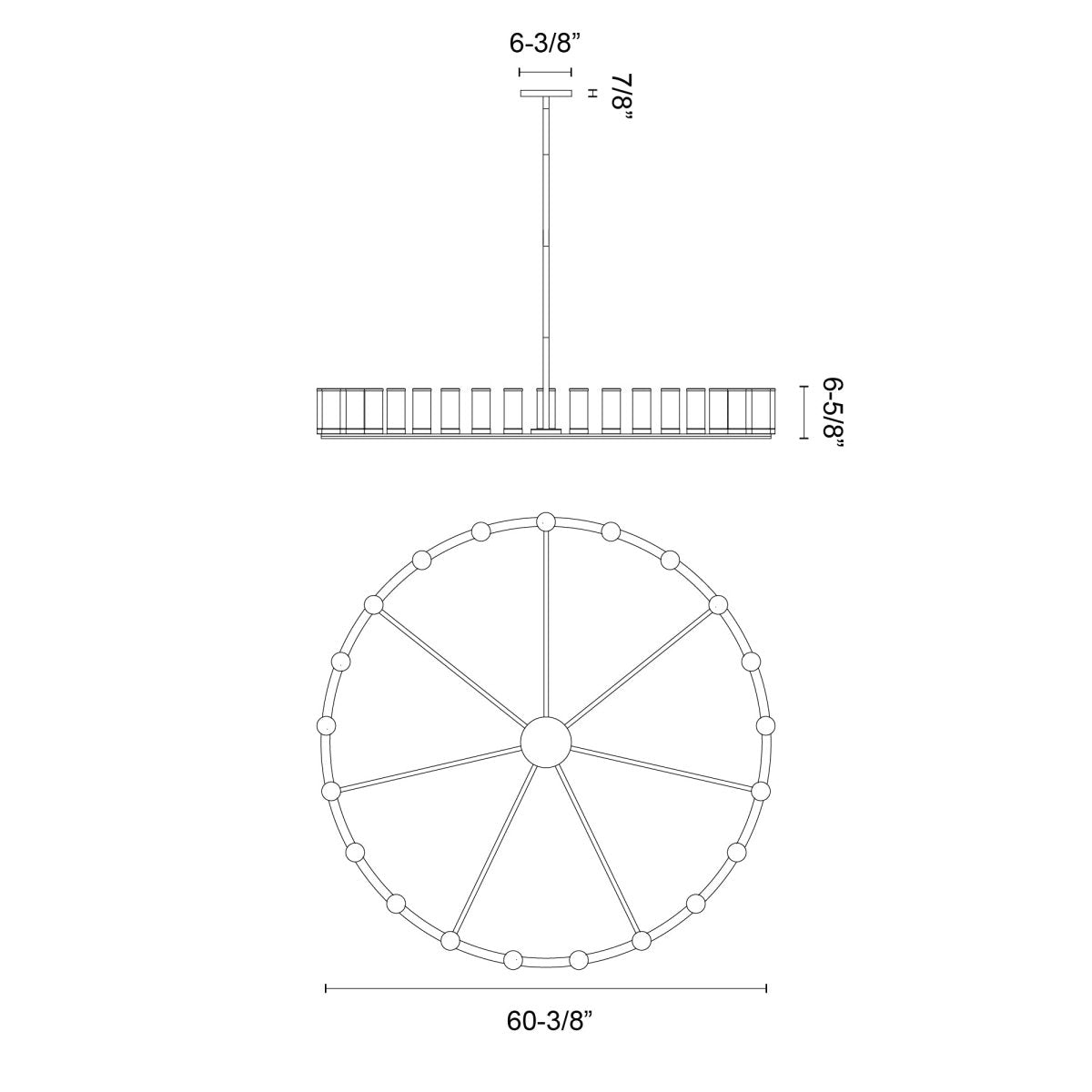 Chandelier Revolve - Verre transparent / laiton naturel 60 3/8" 6 5/8" by Alora Lighting | Luminaires & cie
