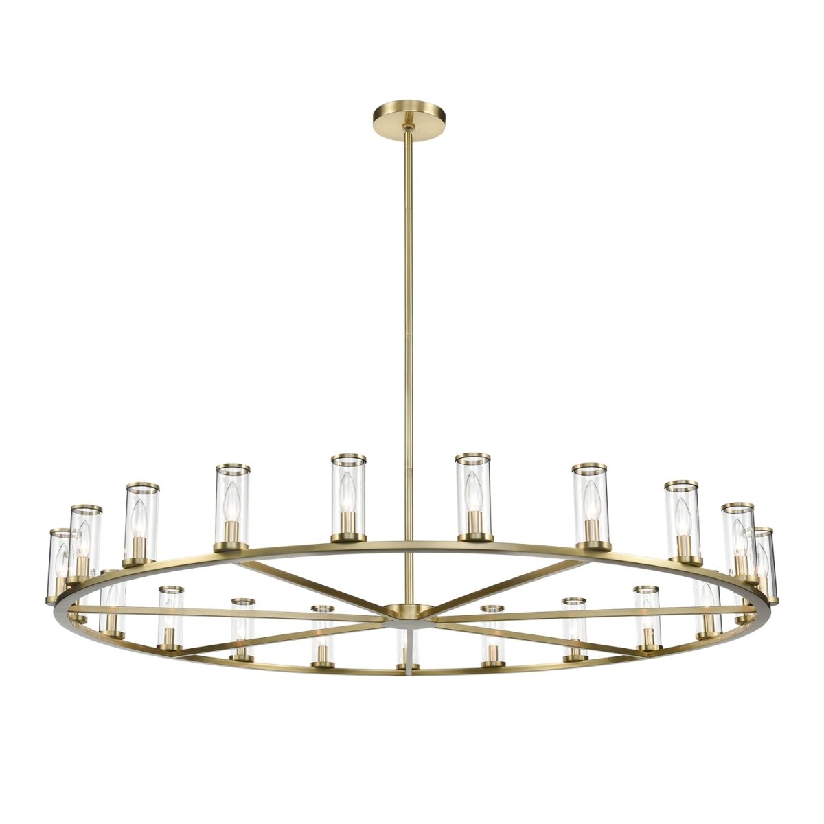 Chandelier Revolve - Verre transparent / laiton naturel 60 3/8" 6 5/8" by Alora Lighting | Luminaires & cie