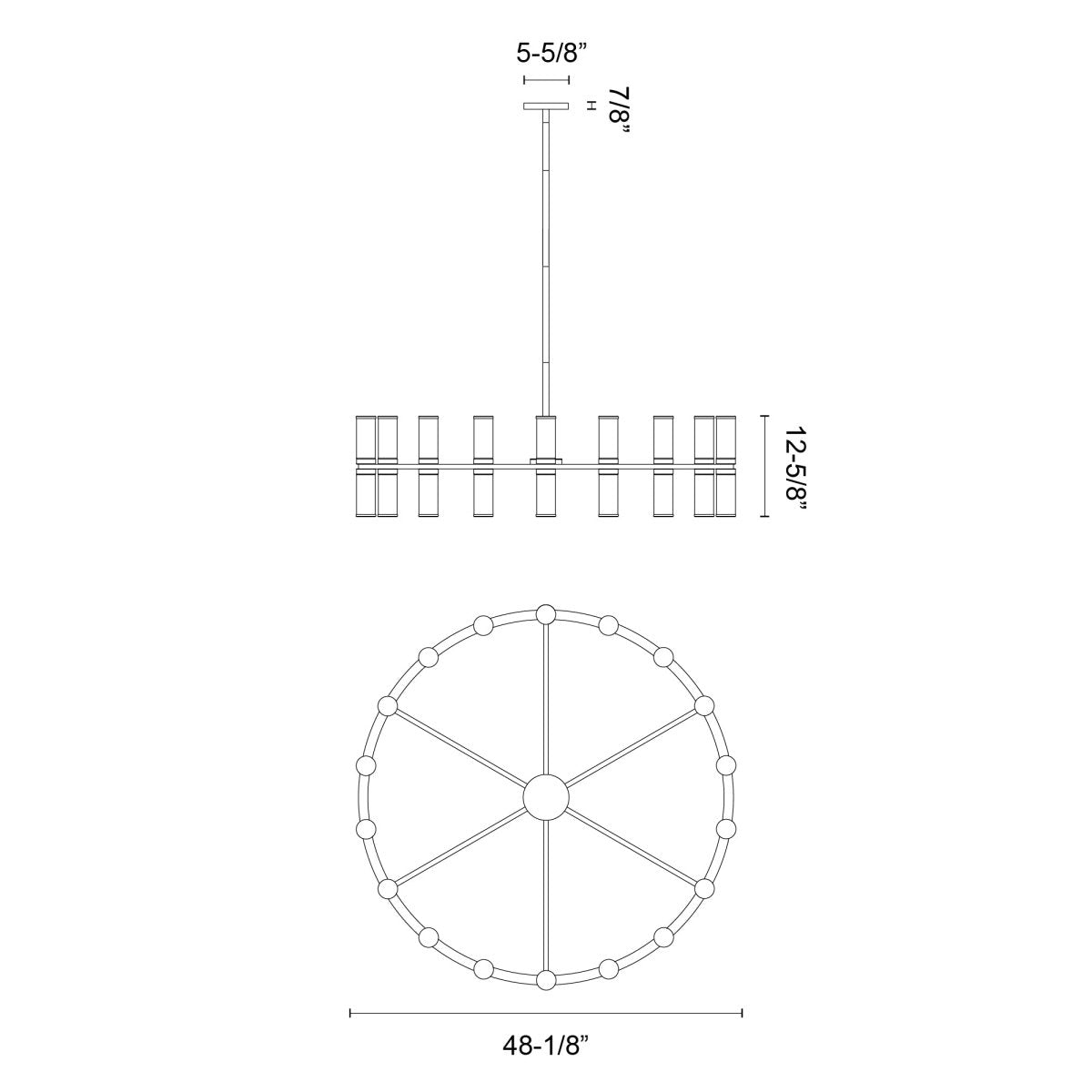 Chandelier Revolve - Verre transparent / laiton naturel 48 1/8" 12 5/8" by Alora Lighting | Luminaires & cie