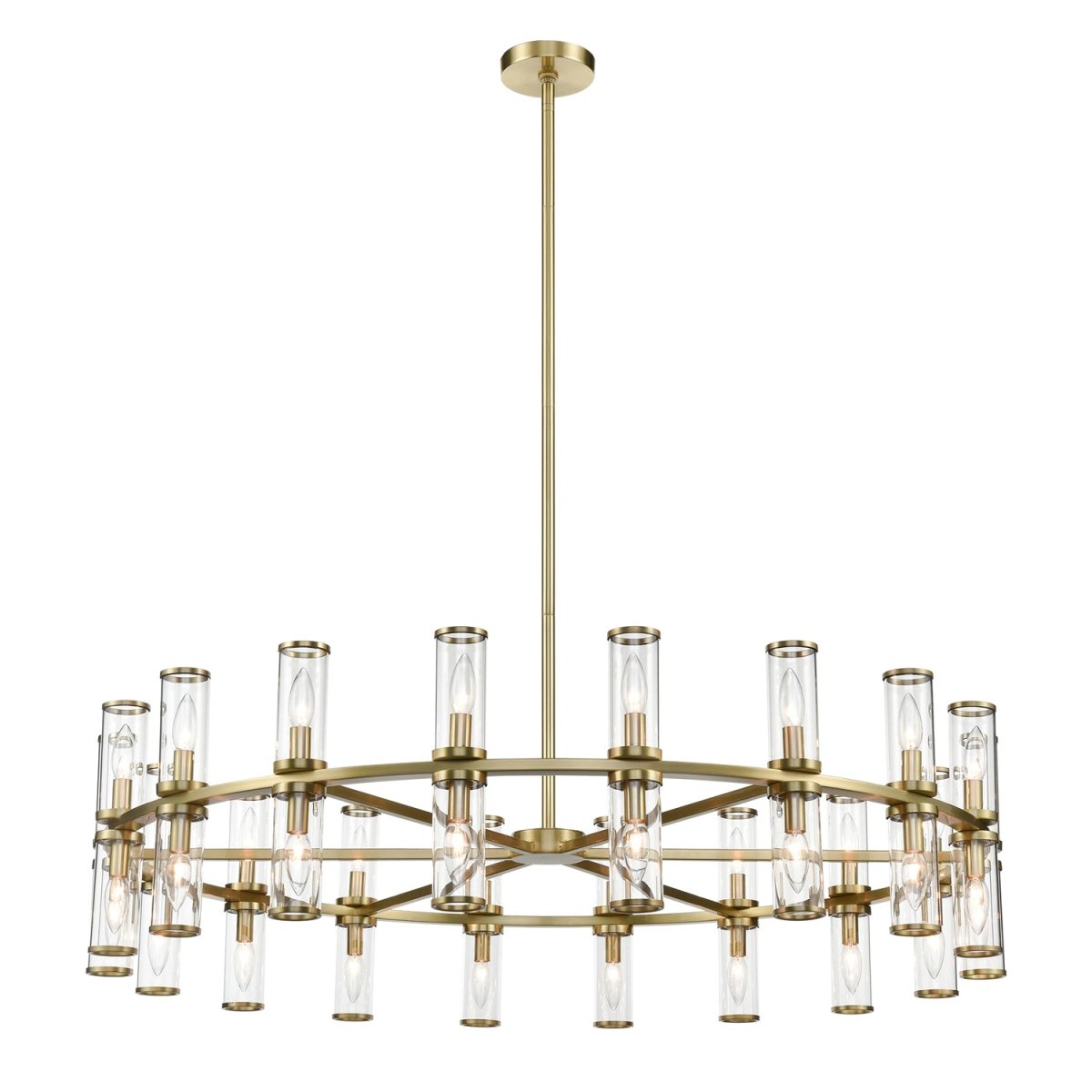 Chandelier Revolve - Verre transparent / laiton naturel 48 1/8" 12 5/8" by Alora Lighting | Luminaires & cie
