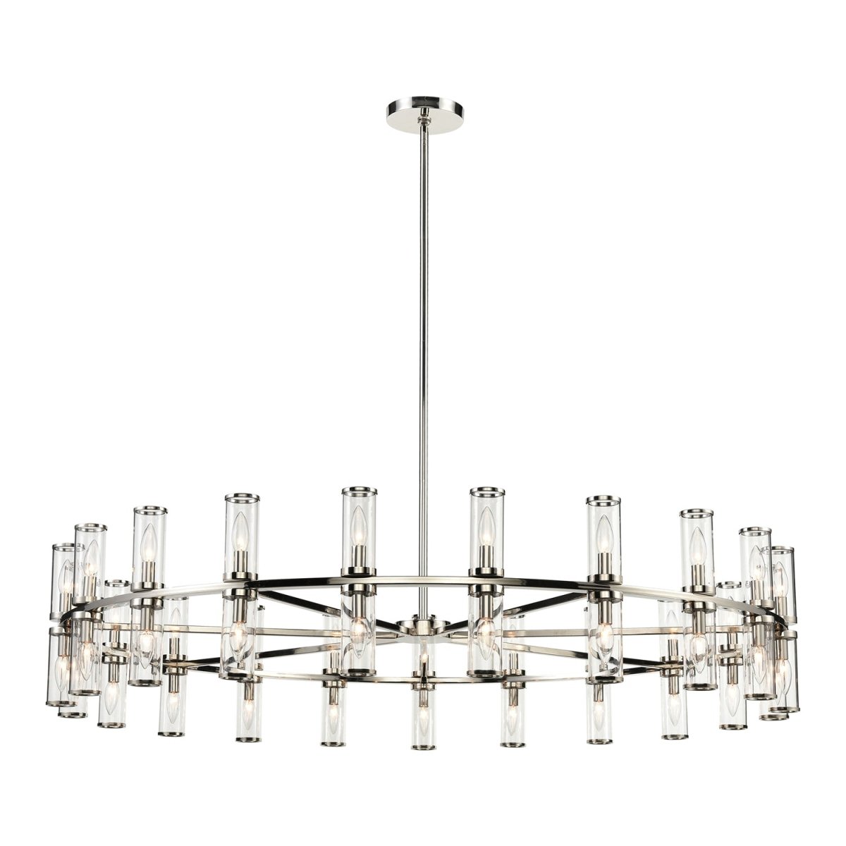 Chandelier Revolve - Verre transparent / nickel poli 60 3/8" 12 5/8" by Alora Lighting | Luminaires & cie